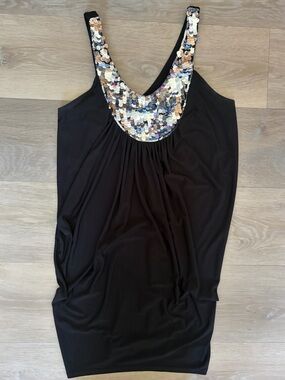 Ruby Rox Y2K Black Sequin Paillette Blouson Top Small
